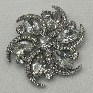 Vintage Signed Kramer Rhinestone Brooch Swirl Star MCM
